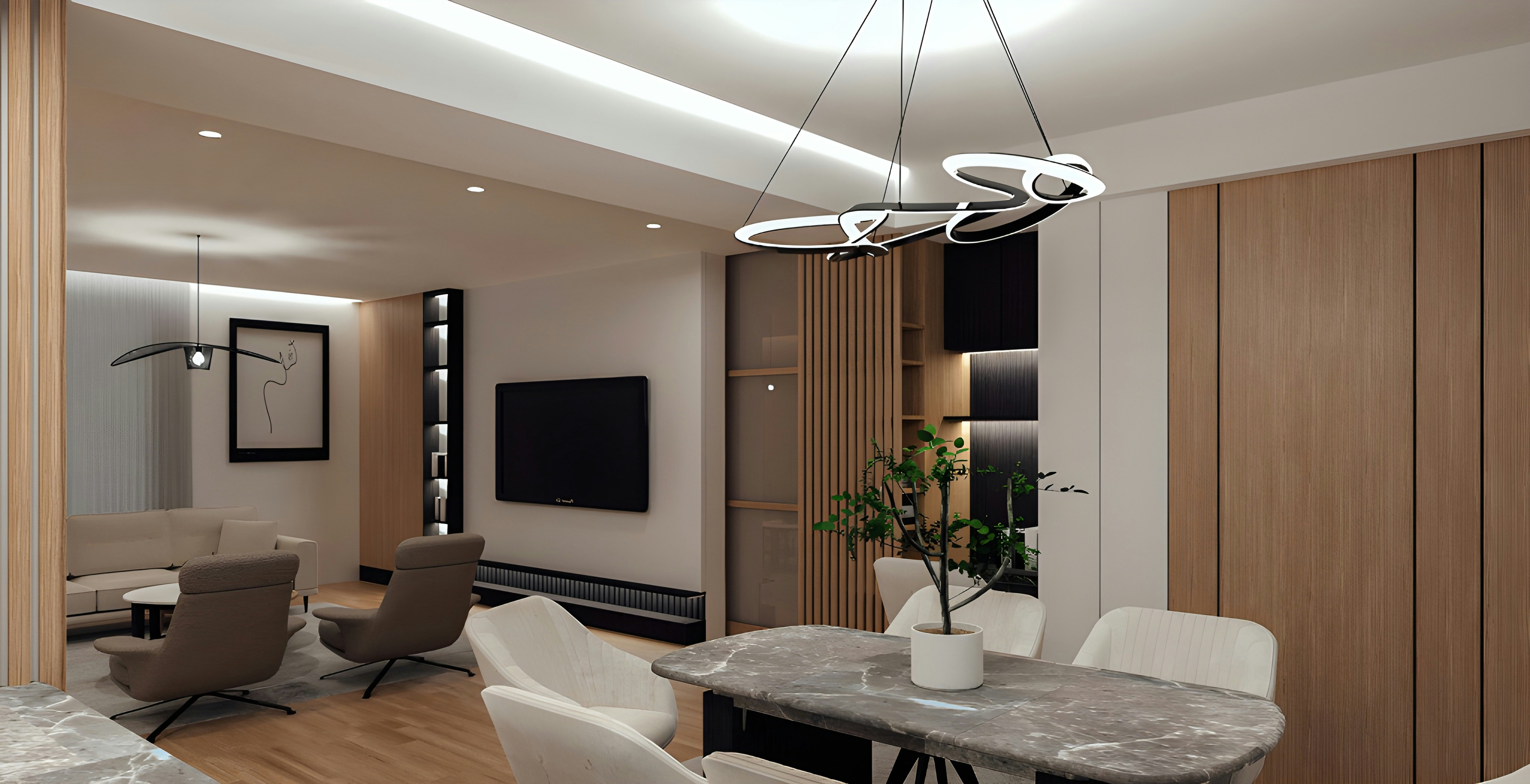 Beautifully finished open-plan living and dining room extension